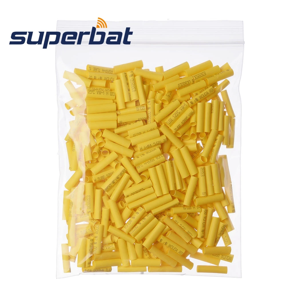 Superbat 100pcs Yellow Wire Wrap Sleeve 3.5 mm Dia 18 mm Long Heat Shrink Tubing