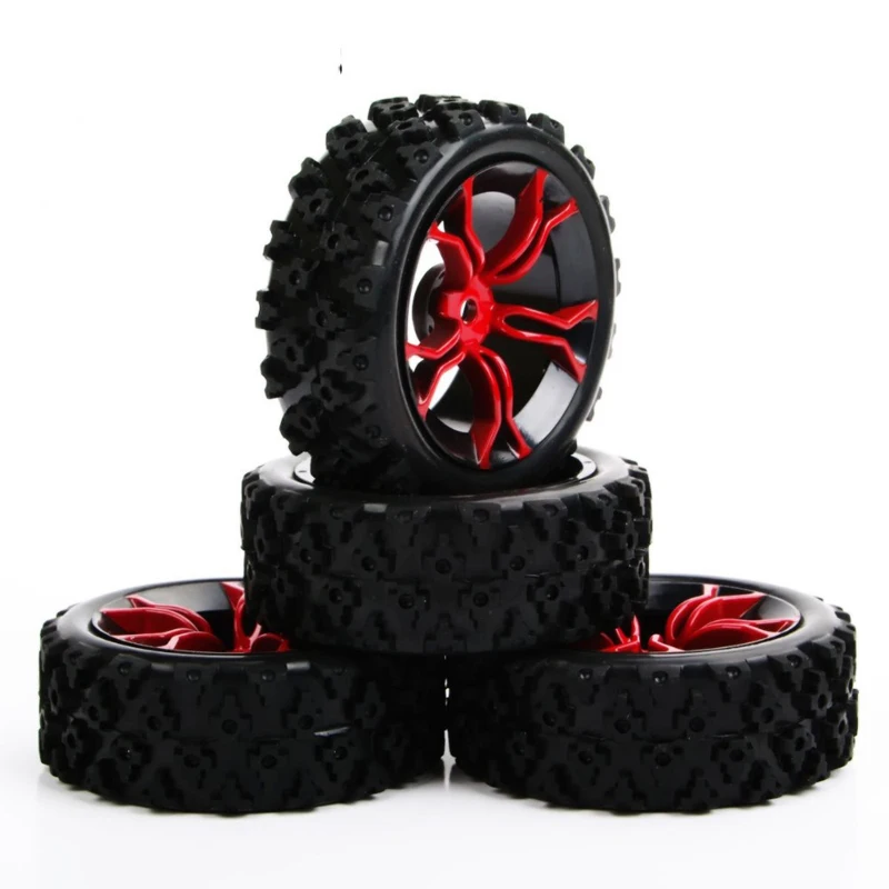 4Pcs/Set 1/10 Scale Rally Tires&Wheel Rim with 6mm Offset and 12mm Hex fit HSP HPI RC 1:10 Off Road Car Accessories