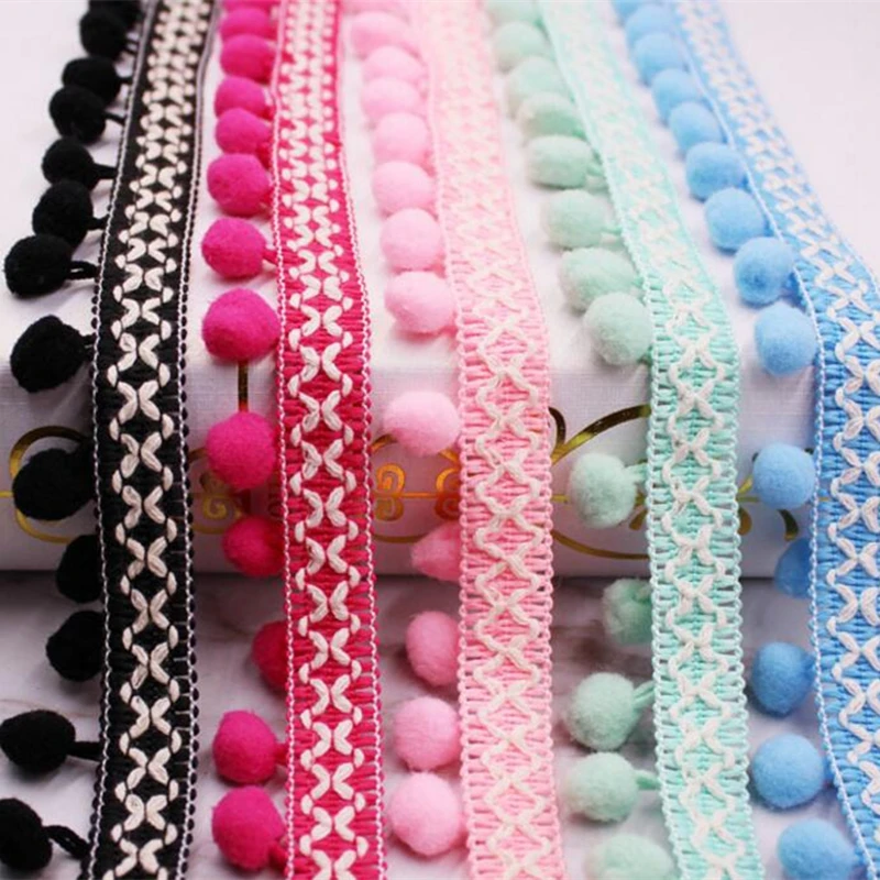 Pom Pom Trim Ball Braid Lace Fringe Ribbons Fabric DIY Sewing Handmade Accessory