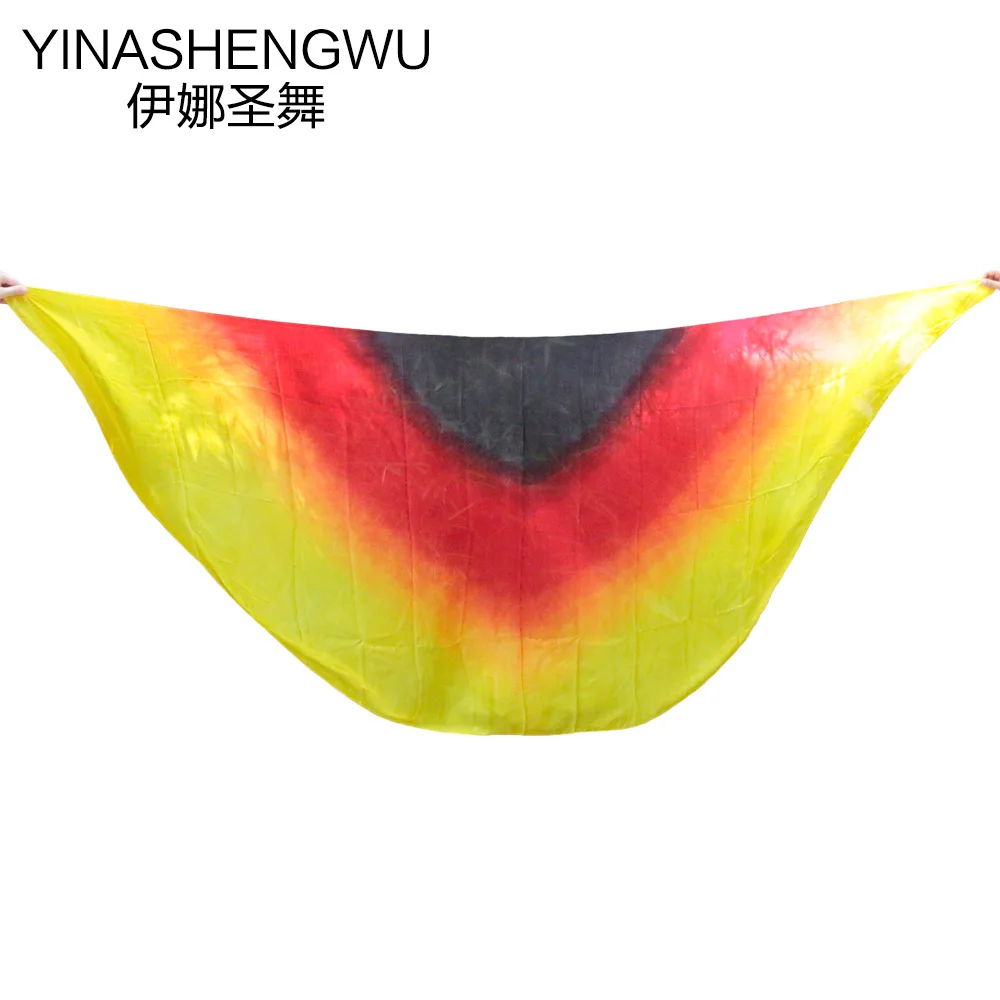 High Quality Dance veils Handmade Natural Silk Belly Dance Veils  Dance Props Silk Semicircle Veils black red orange yellow