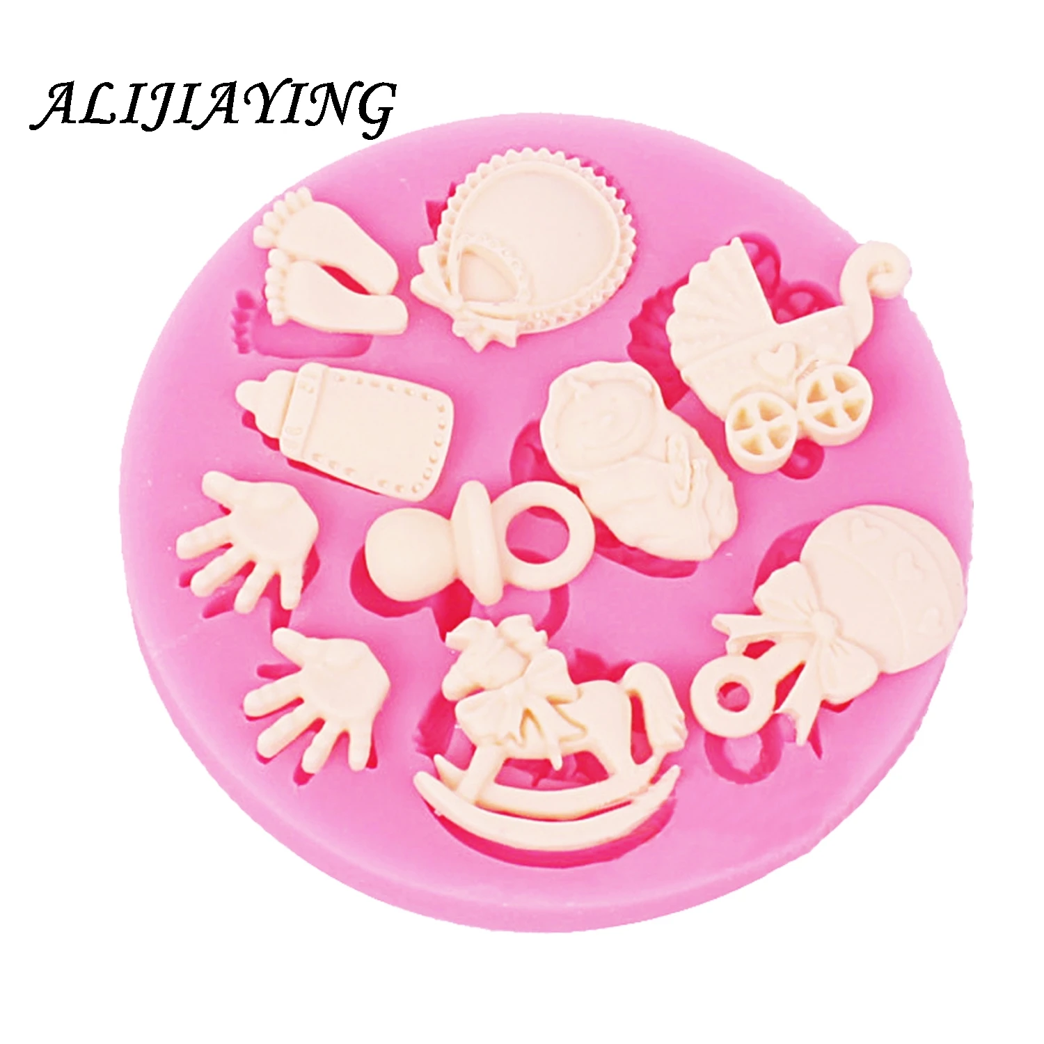1Pcs Trojan Silicone Mold Baby Theme Baby Carriage Baking Pa