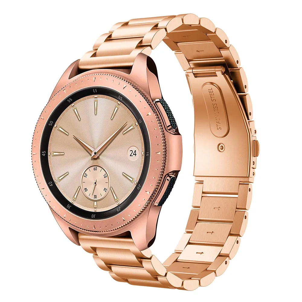 3 Pointer Stainless Steel Watchband 20mm for Samsung Galaxy Watch 42mm Rose Gold Metal Strap Band for Samsung Gear S2