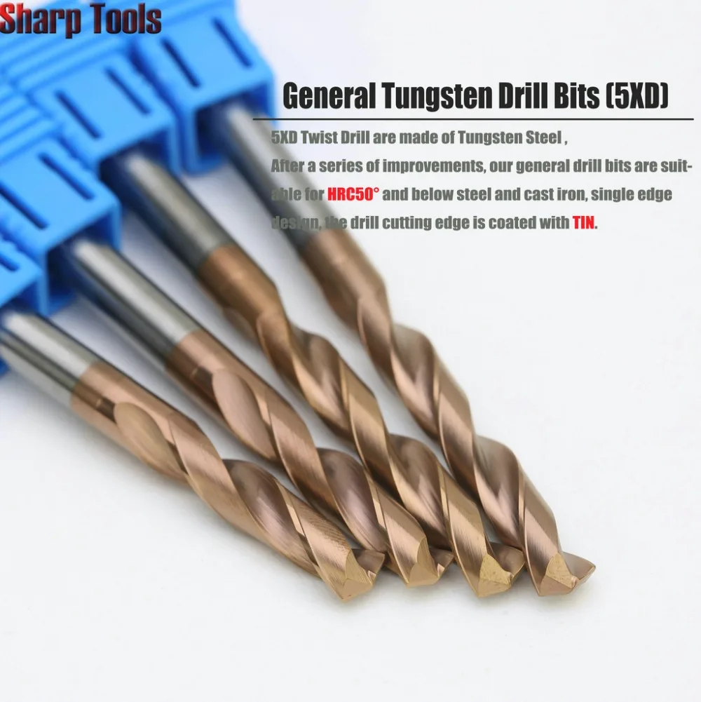 1pc 6x6mm HRC50 Twist Tungsten Carbide Drill Bits Cutter CNC Tools Set 5xD Titanium Coated Metal Drills for Steel Iron Copper