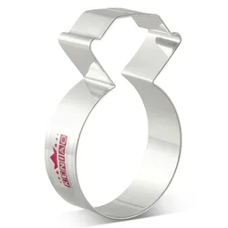 KENIAO Diamond Ring Cookie Cutter For Wedding Party - 6.4 x 9.9 CM - Valentine's Day Biscuit Bread Mold - Stainless Steel