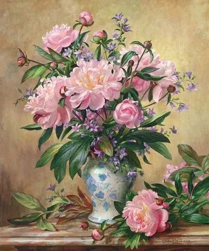 

New Needlework,Pink Peony in Vase Cross stitch,14CT Unprinted Embroidery Flower kits Arts Cross-Stitching,DIY Handmade Decor