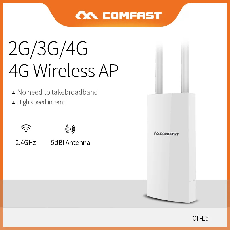 COMFAST 4G LTE Wireless AP Wifi Router High Speed with WAN/LAN Port 4G+2.4Ghz WIFI Coverage Base Station AP With Sim Card CF-E5