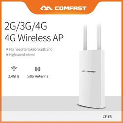 Comfast-roteador wi-fi 4g lte, sem fio, alta velocidade, com entradas wan e lan, 4g + 2.4ghz, estação de cobertura de wifi, com cartão sim