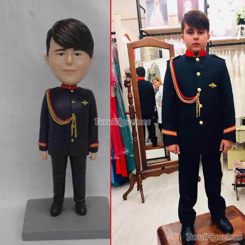 student boy school uniform miniature birthday polymer clay figurines cake topper home decor sculpture design by turui figurines