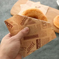 50PCs/lot 12*12cm Letter Kraft Paper Cookie Bag Grease Proofing Triangle Baking Packaging Bread Donut Leisure Food