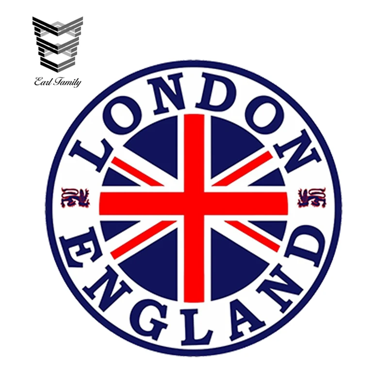 EARLFAMILY 13cm x 13cm Car Styling London England Seal Sticker Round Flag Union Jack Bumper Car Helmet Skateboard Car Sticker