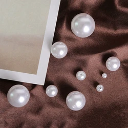 4/6/8/10/12/14/16/18/20mm Hole 2mm White Ivory Pearl Round Imitation ABS Beads For Jewelry Findings DIY Earring Charm Making