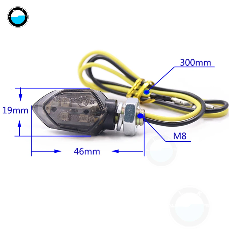 2pcs Mini Motorcycle 5LED Smoke Lens Turn Signal Indicator Light Blinker Amber Motorbike Custom DIY Biking Lamps