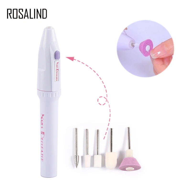 ROSALIND 5 In 1  Electric Polisher Set For Manicure Nail File Drill  Salon Pen Shape Pedicure Tool Nail Art Combination Design