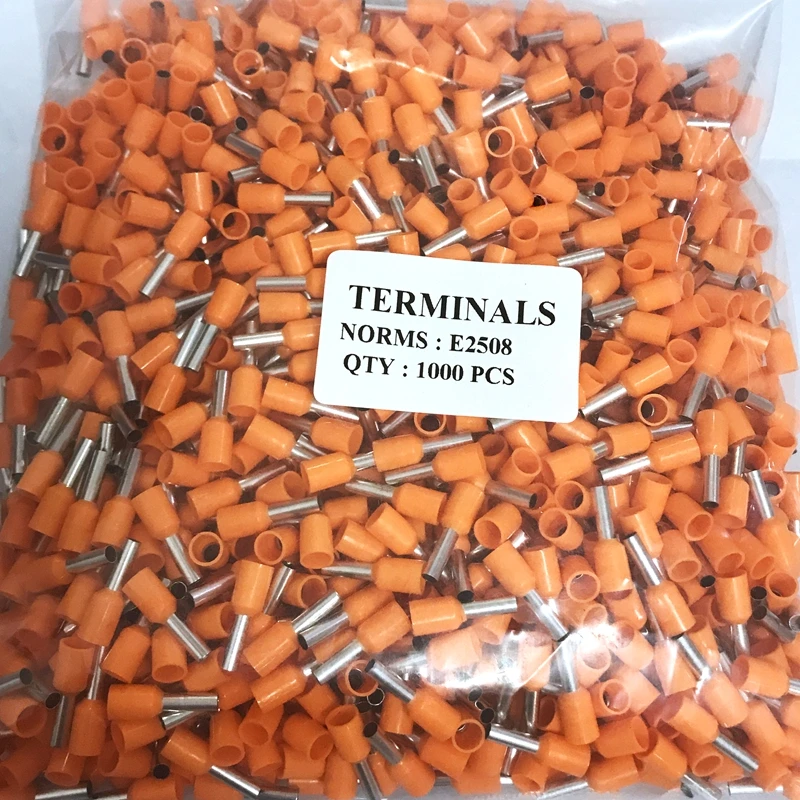 100PCS E2508 Tube insulating terminals AWG 14 Insulated Cable Wire 2.5mm 2 Connector Insulating Crimp Terminal Connect 9 Colour