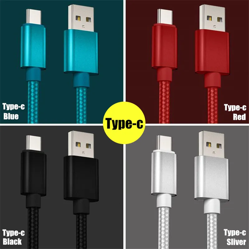 Тип C Micro USB Android V8 Кабель для передачи данных нейлонового переплетения Полный медный сердечник Кабель для быстрой зарядки и передачи для Samsung/HuaWei/MI/OPPO/MP3