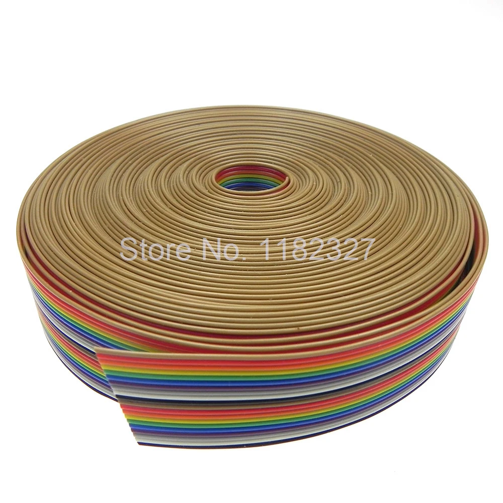 (5 meter/lot) Flat Colors Ribbon Cable wire 40P IDC Flat Ribbon Cable 1.27 MM Pitch 5000mm Dupont Line Diy Kit