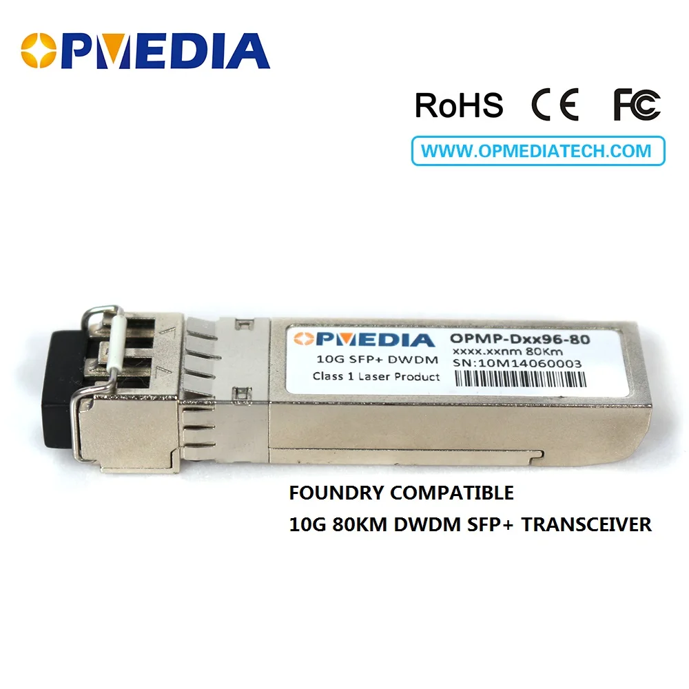 

Foundry compatible 10GBASE-DWDM SFP+ transceiver,10G 80KM C-BAND 1563.86nm~1528.77nm ZR SFP optical module