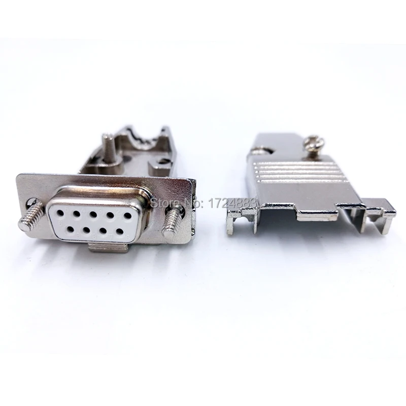 DB9 Metal connector  adapter RS232 serial D Sub plug COM gold plated brass contactor 9 pin hole 2 row port socket female Male image 4