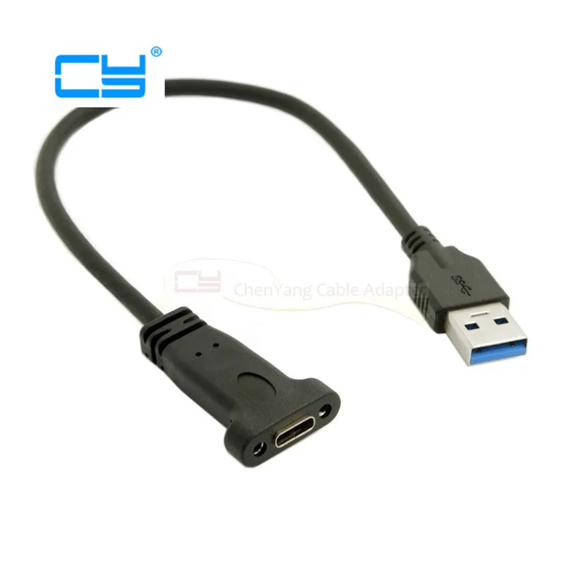 

USB 3,1 Тип C гнездовой к USB 3,0 A Мужской данных с винт крепления панели отверстие кабель 0,2 м 20 см