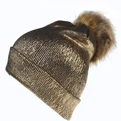 2024 heißer Herbst winter bronzing mützen hut unisex gestrickte wolle Skullies beiläufige kappe pelz pompom einfarbig ski gorros kappe