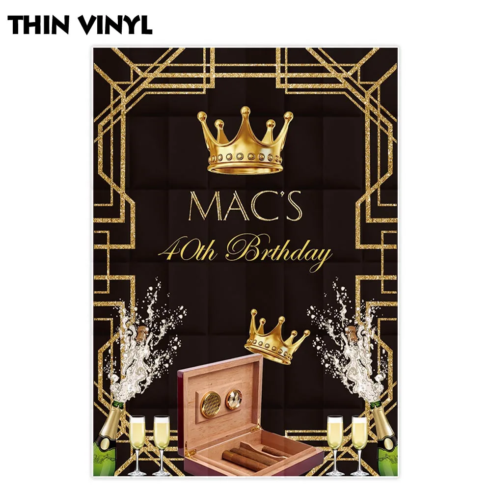 Allenjoy personalized backdrop 40th Birthday champagne crown noble party frame decoration custom photo call boda photography