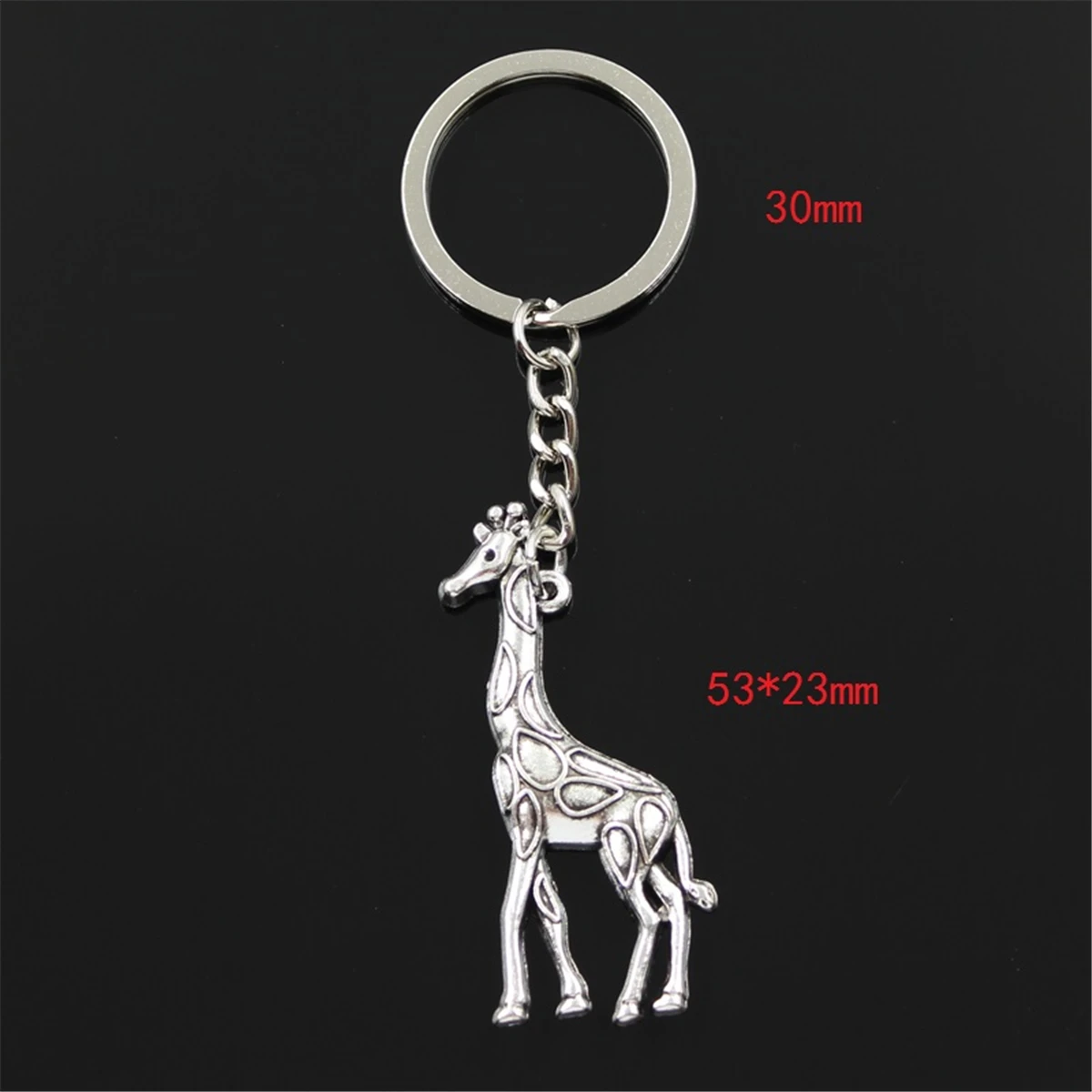 Fashion Keychain 53x23mm Giraffe Deer Pendants DIY Men Jewelry Car Key Chain Ring Holder Souvenir For Gift