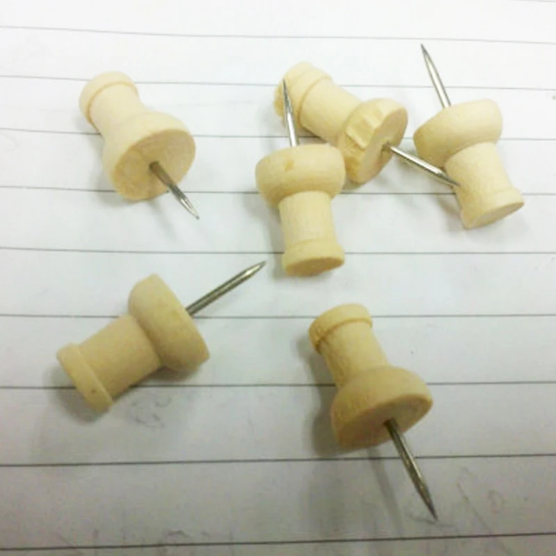

1000pcc/set Wooden Push Office Pin Fashion School Silver Steel Wooden Thumb Push Pin Wooden Pins Children Student School Used