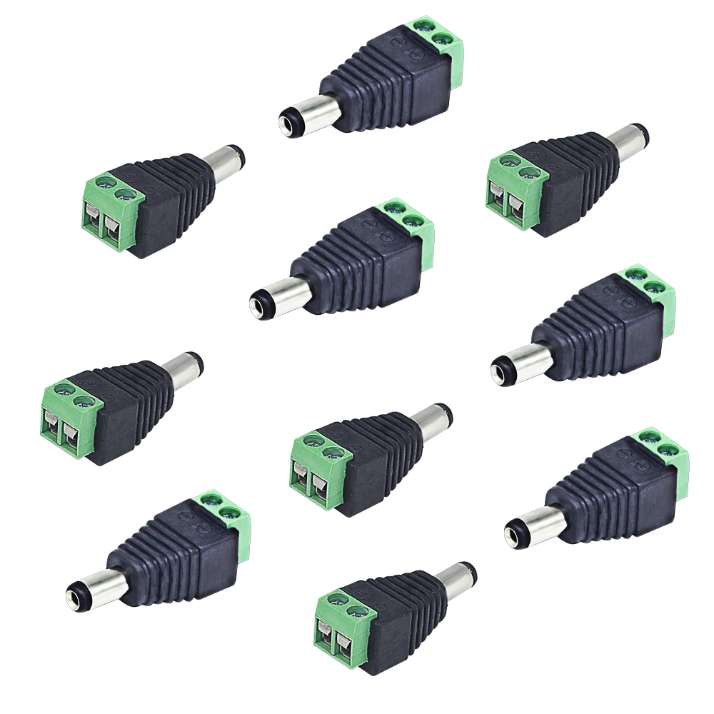 OUERTECH 10 pçs/lote 2.1mm DC Conector Macho CCTV Câmera de Vídeo Balun Connector Plug Adapter Cabo UTP
