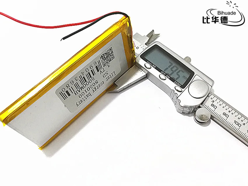 3.7V 8050100 5000mAh Polymer Lithium LiPo Rechargeable Battery For GPS PSP DVD PAD E-book