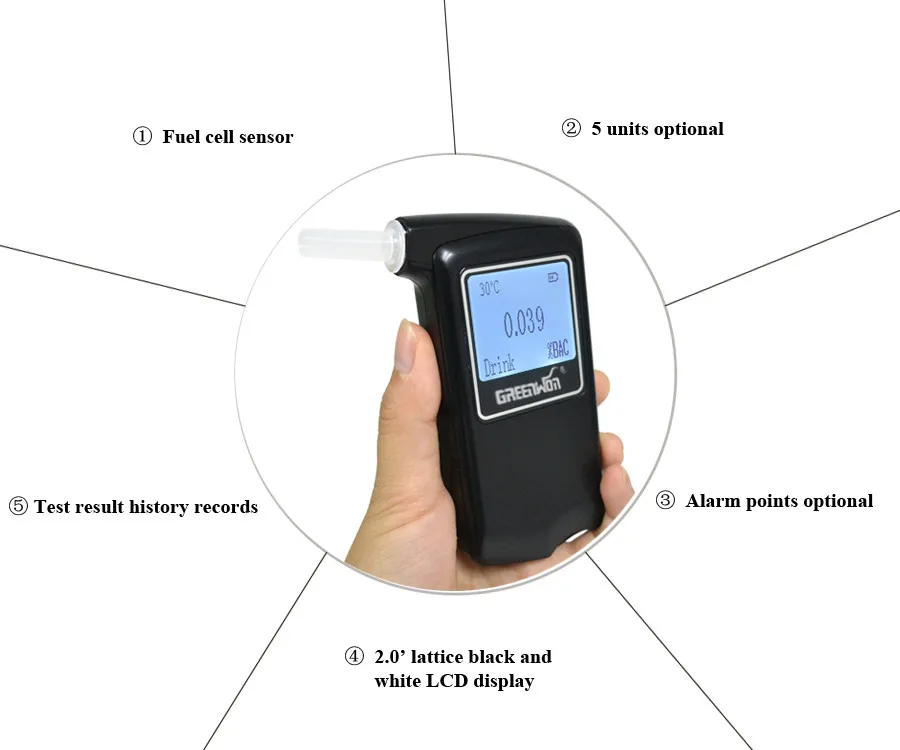 Factory Outlets +10 mouthpiece Prefessional Digital LCD Alcohol Tester Alcohol Breath Analyzer Police Digital Breathalyzer