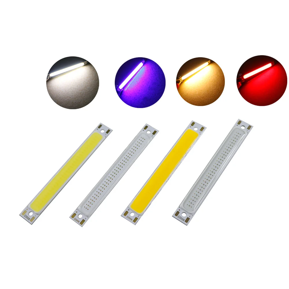 

60x8mm led cob 2V 3V 3W 60mm flashlight Light Chip Lamp Bulb Warm Cold White Blue Red LED Bar Lights for DIY Bed Bicycle Lights