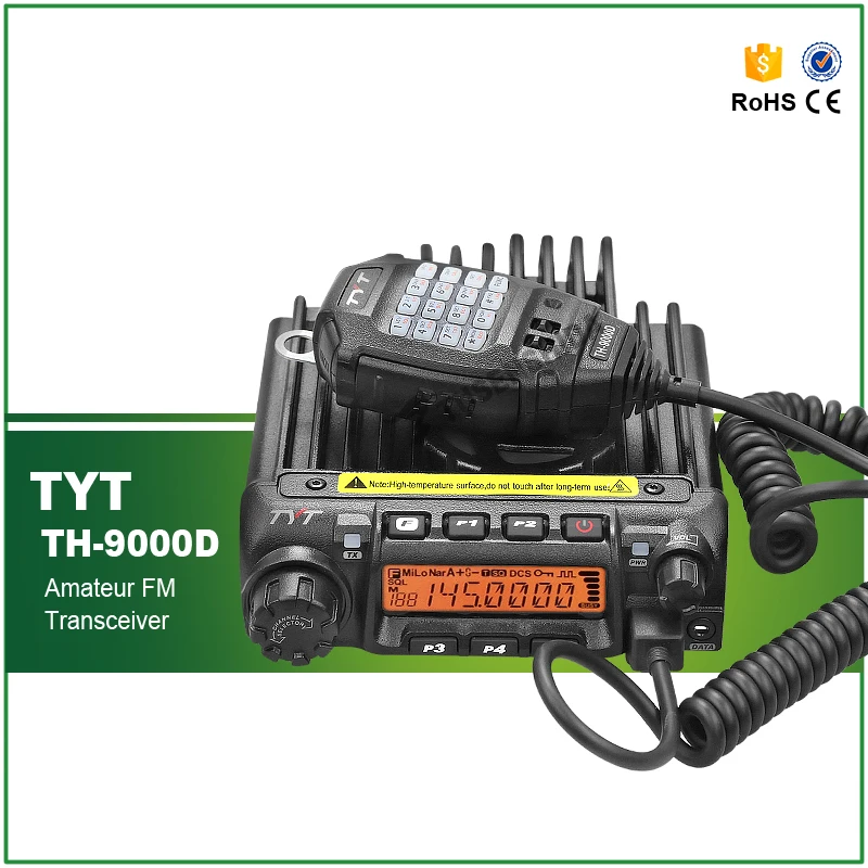 Radio Móvil TYT TH9000D para coche, VHF, 136-174MHz, 60W, 200CH, con Cable de programación y Software, envío gratis