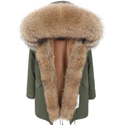 MAOMAOKONG2019 nueva Real Cuello de piel de mapache ropa de invierno de las mujeres de abrigo grueso chaqueta de las mujeres parkas chaqueta de las mujeres abrigos mujer invierno 2020 abrigos mujer invierno 2020