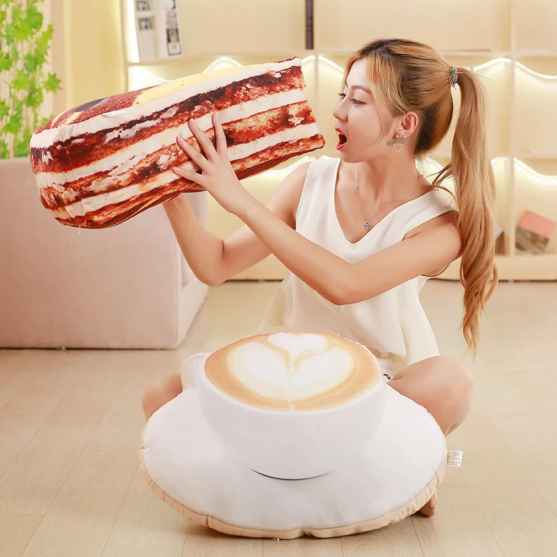 Drop Shipping Simulation Food Shape Pillow Creative Cake Coffee Beer Plush Toys Stuffed Cushion Home Decor Gifts