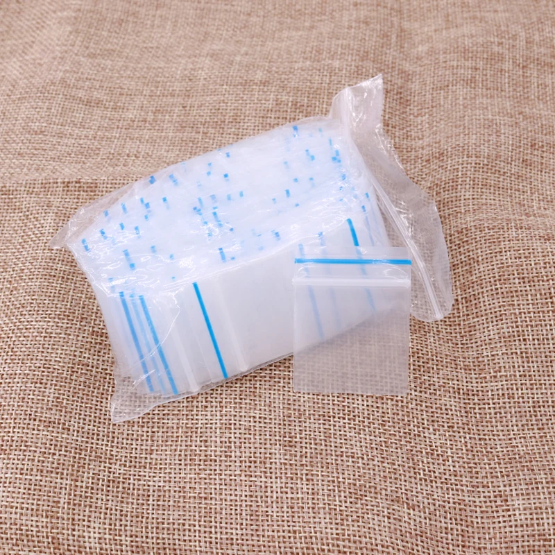 100pcs/pack Jewelry Ziplock Zip Zipped Lock Reclosable Thick Plastic Poly Clear Bags Nuts Charms Packaging Bags Thickness 0.2mm