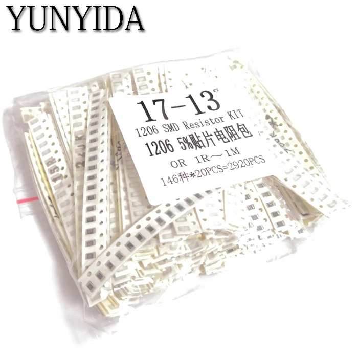 

Комплект резисторов 1206 SMD, набор «сделай сам», 0R,1R ~ 1M 146valuesx20 шт. = 2920 шт., бесплатная доставка