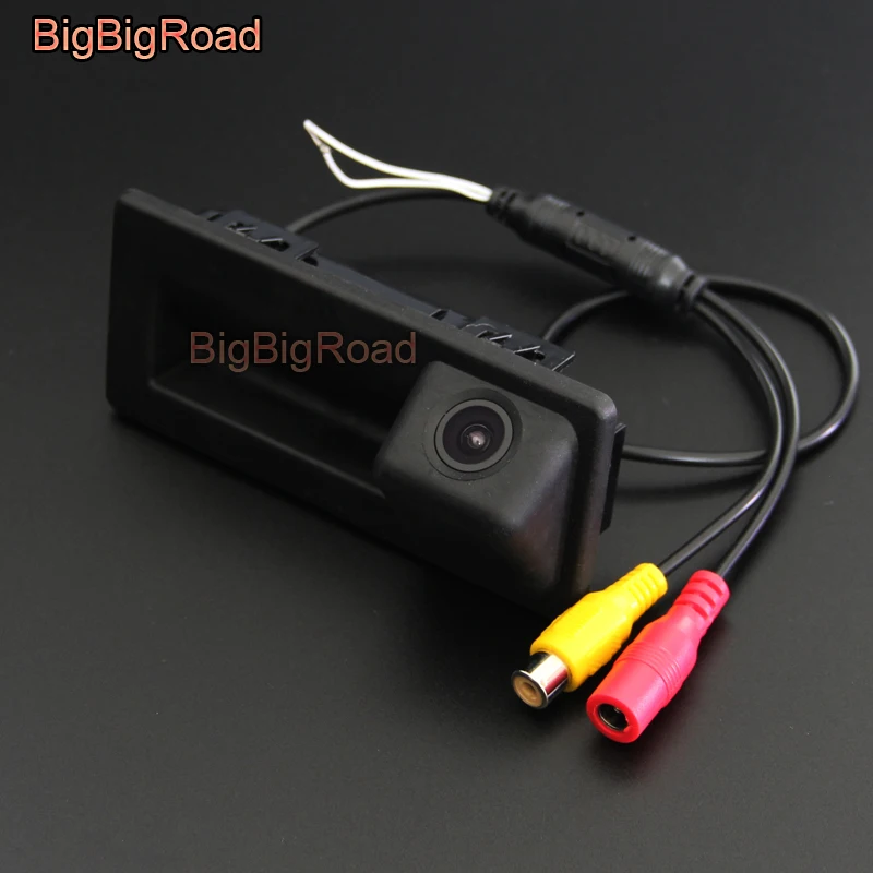 BigBigRoad Car Trunk Handle Rear View Camera For Skoda Octavia Mk3 2013 2014 2015 2016 2017 2018 Original Monitor Compatible