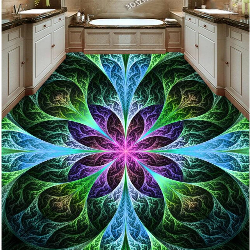 

Beibehang Floor fresco wallpaper 3D wallpaper floor painted colorful 3D living room PVC waterproof self - adhesive 3d flooring