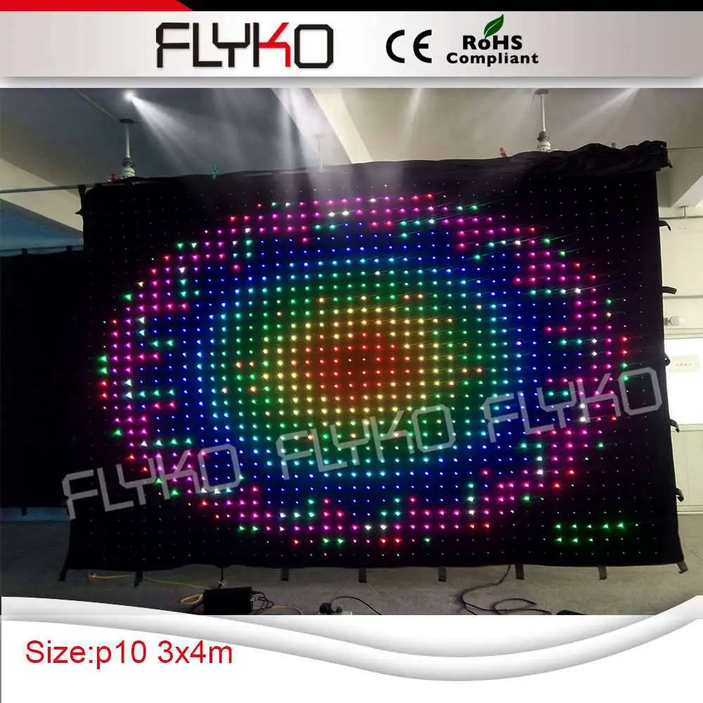 

3X4m used nightclub furniture dj booth flexible soft indoor led curtain full color P100mm video screen