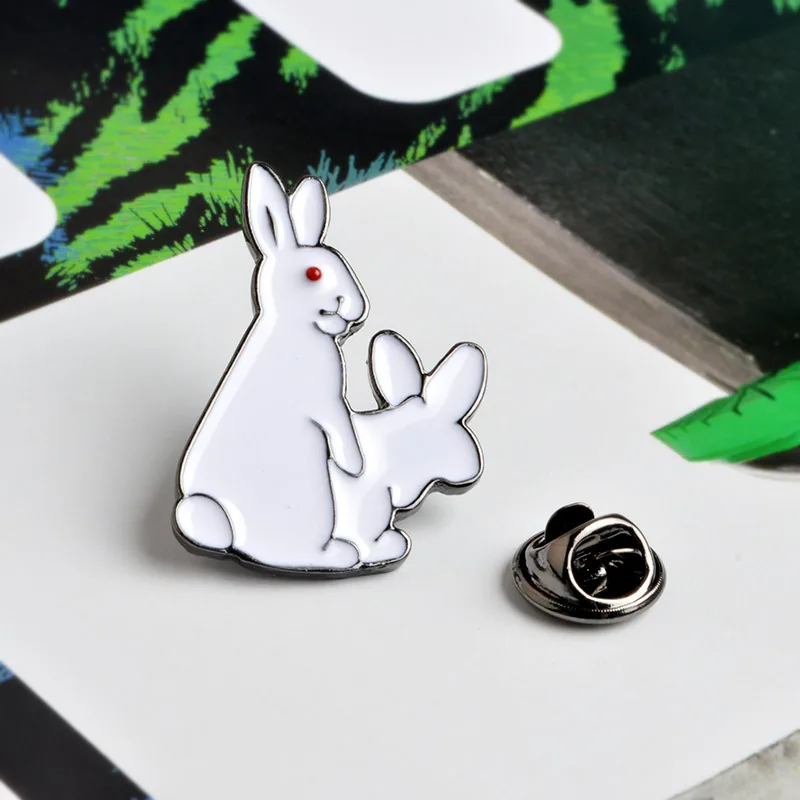 Creative Cartoon Black White Rabbit Enamel Pins Cute Couple Animal Alloy Brooch Badges Trendy Fun Lapel Jewelry Gift For Friends
