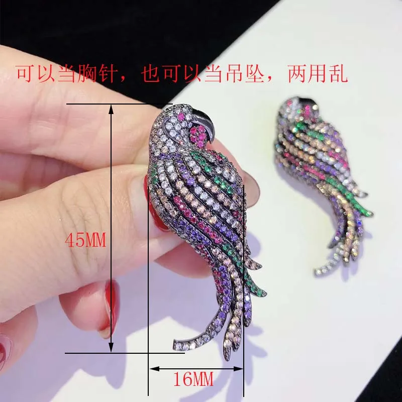 

wow! zircon parrot multicolor brooch 45*16mm nature wholesale FPPJ hand make