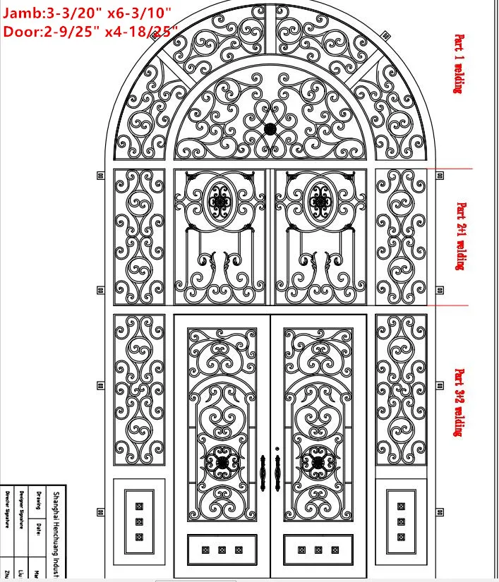 Hench 100% Steel Wrought Iron Doors  Model Hc-id139