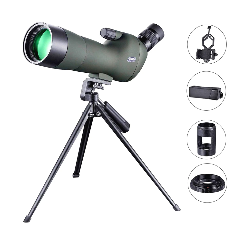 GOMU 20-60x60 Zoom Monocular Telescope Bird Watching HD Connect Nikonn\Canonn Camera Spotting Scopes Night Vision