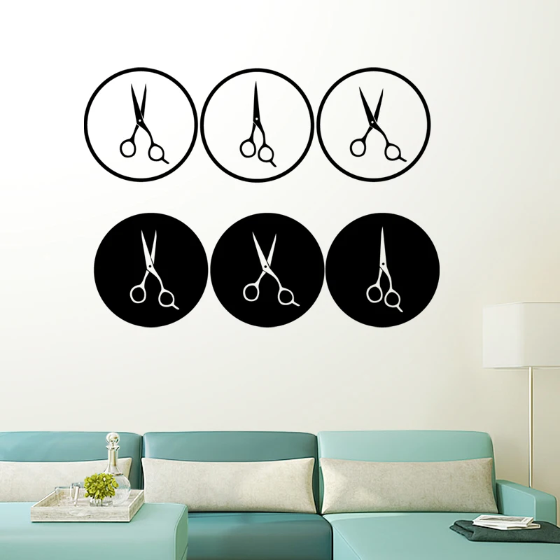 Scissor Hair Salon Sticker Hairdresser Decal Barber Shop Posters Vinyl Wall Decals 25 Color Choose Hair Salon Sticker