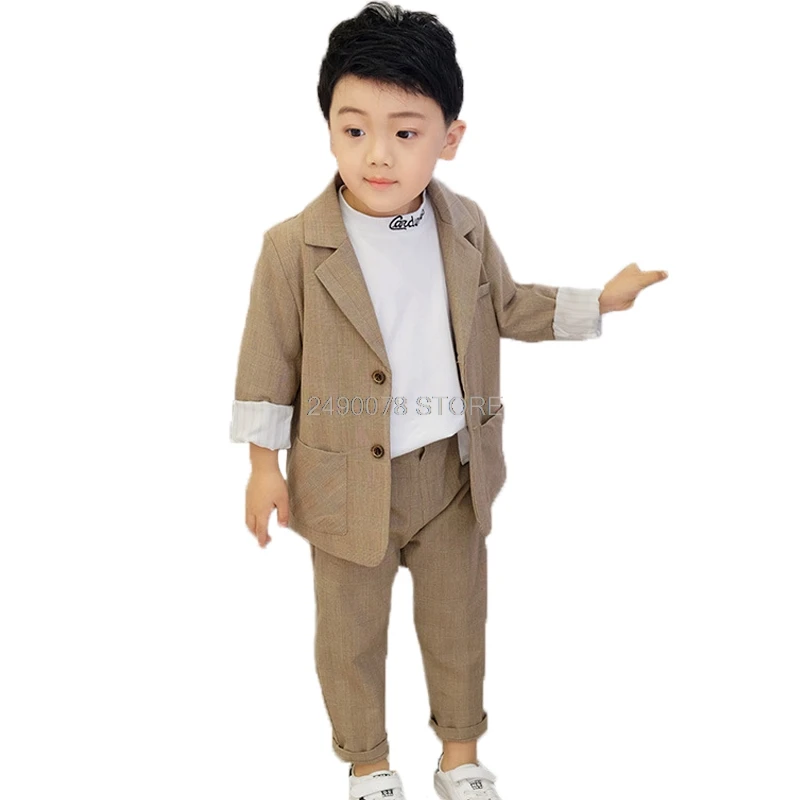 Girls Minority France Formal Wedding Party Suit Boys Blazer+Pants 2Pcs Clothing Set School Kids Birthday Dress Garcon Costume