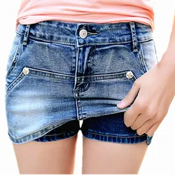 Denim Shorts for Women, Double Zipper, Mini Jean Skirt, Plus Size, New Arrival, Summer Fashion, 2024