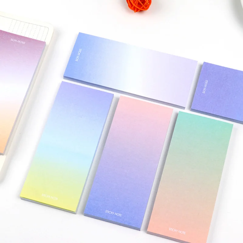 

Cute Rainbow Memo Pads Decoration Stickers Self-Adhesive Stationery Sticky Notes N Times Paste Gradient Color Message Stickers