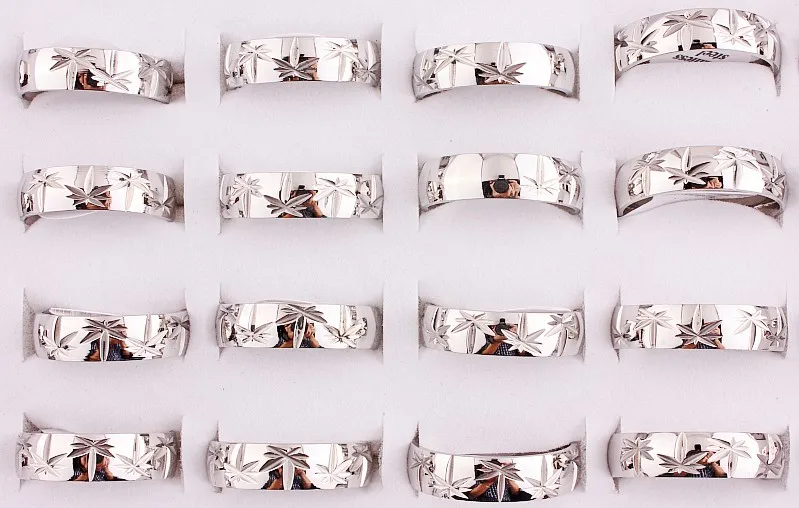 Wholesale Bulk Lots 5Pcs 6MM Snowflake Stainless Steel Ring Band Wedding Engagement Xmas Gift Fashion Jewelry