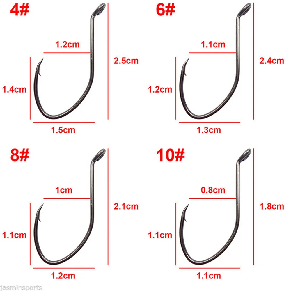 Imagem -04 - Hyaena-sharpened Esporte Círculo Fishing Hook Peixe Gato Catfish Anzol Preto Aço de Alto Carbono 180 Pcs por Caixa