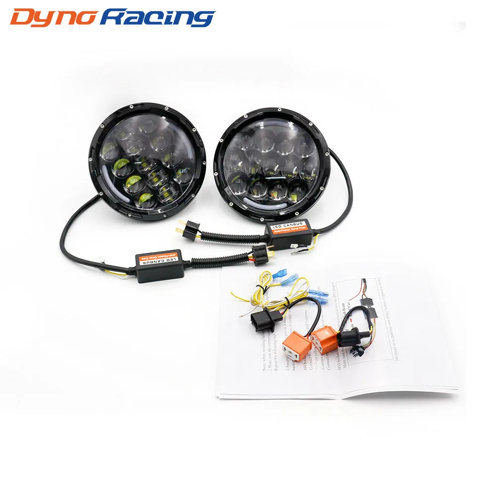 

2pcs/set 7" Inch 75W Round Angel Eyes Led HALO Headlight Head light lamp H4 H13 For Jeep Wrangler JK/TJ/LJ YC100976